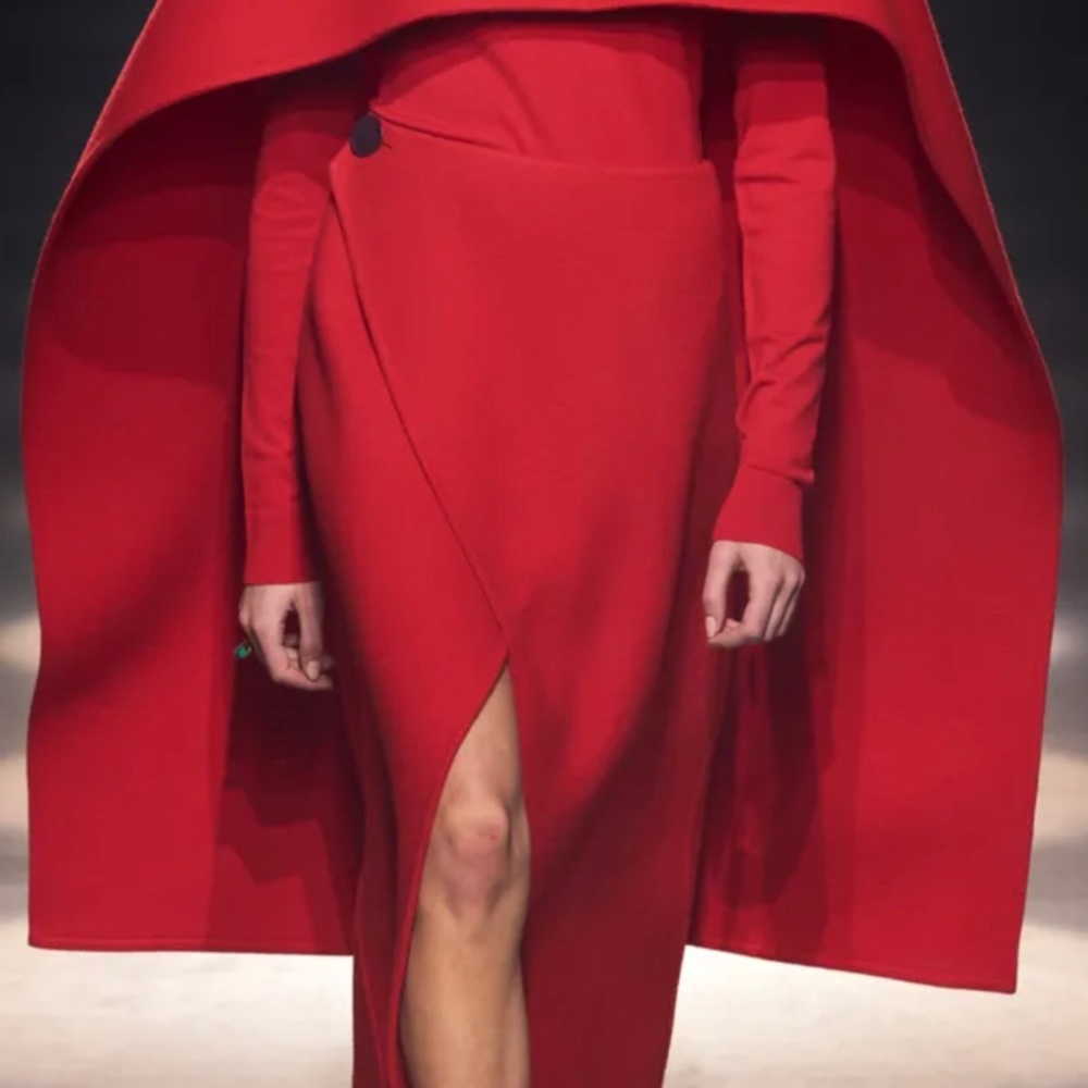 Givenchy NWT Runway Midi  Red Wool Wrap Skirt S 8